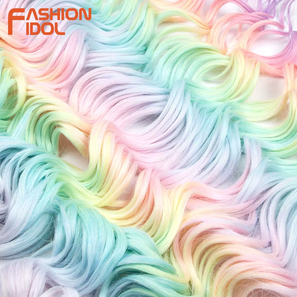 FASHION IDOL 24 pouces 300g Cheveux synthétiques ondulés profonds pour crochet, tresses torsadées bo