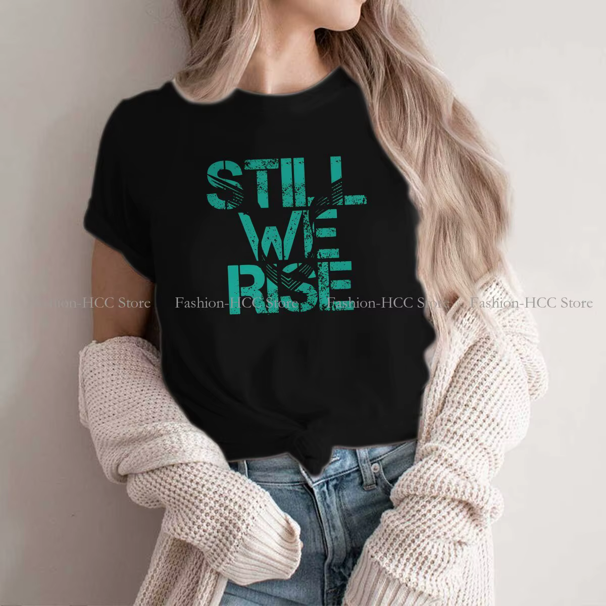 T-shirt en polyester confortable pour femme, streetwear imprimé, Lewis Hamilton 44, Still We Rise, H