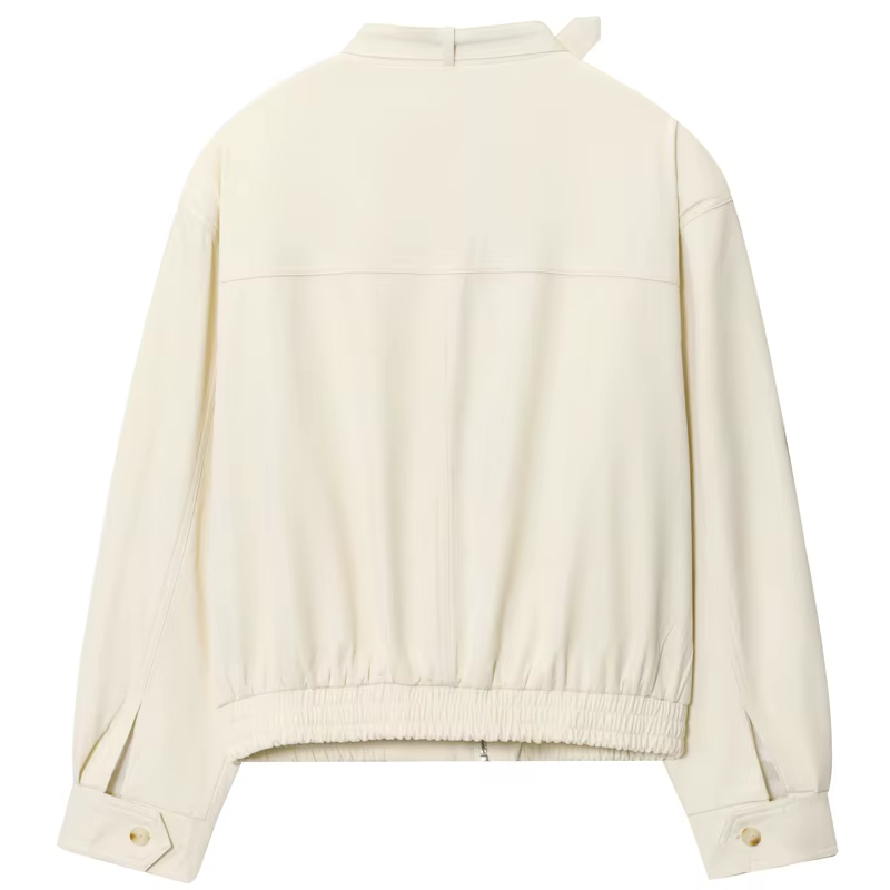 HXAO 2025 femmes Bomber veste automne hiver bouton surdimensionné vêtements d'extérieur Beige à manc