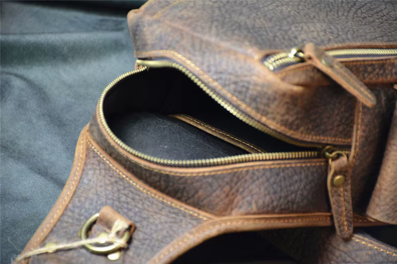 PNDME – sac de poitrine rétro en cuir véritable pour hommes, sac à bandoulière multifonctionnel en c