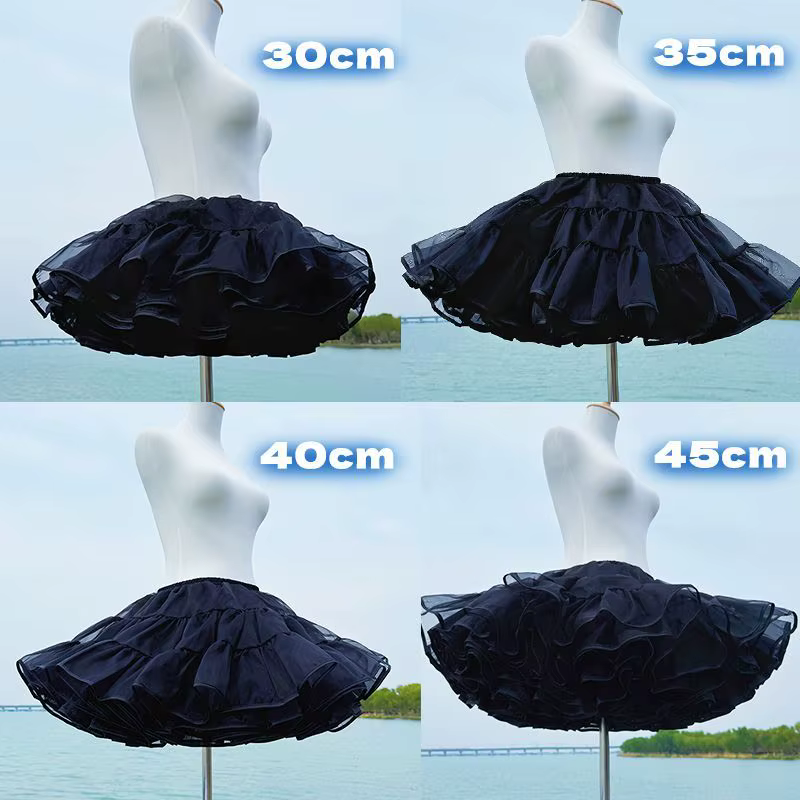Jupon Crinoline désossé Lolita noir Ultra Poof, jupe courte en maille douce, sous-jupe de vol pour S