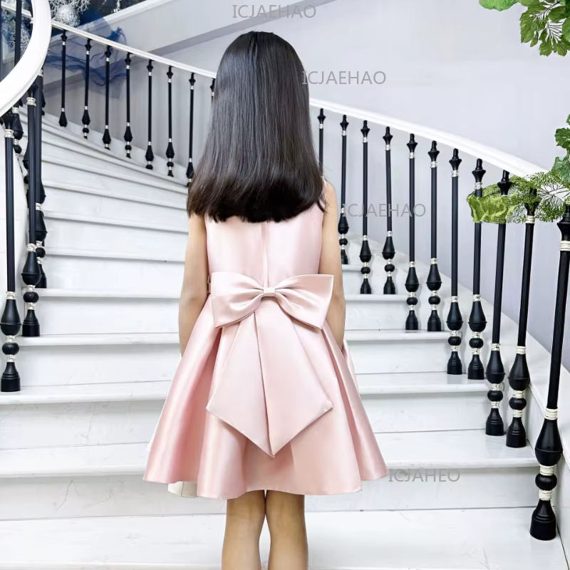 Robe de Soirée Formelle pour Filles 2026, Nouvelle Robe de Princesse en Satin Rose, Tenue Élégante p