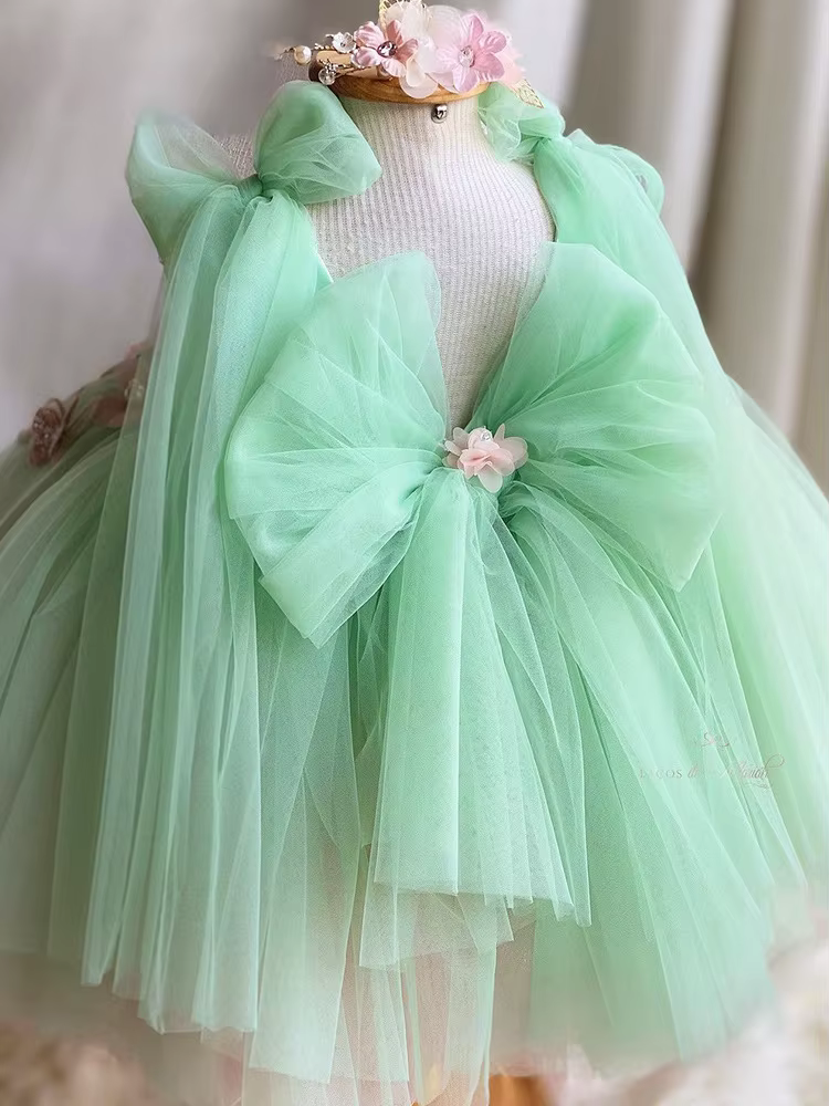 Robe de princesse à fleurs et papillons pour filles, luxueuse et élégante, en maille moelleuse, douc