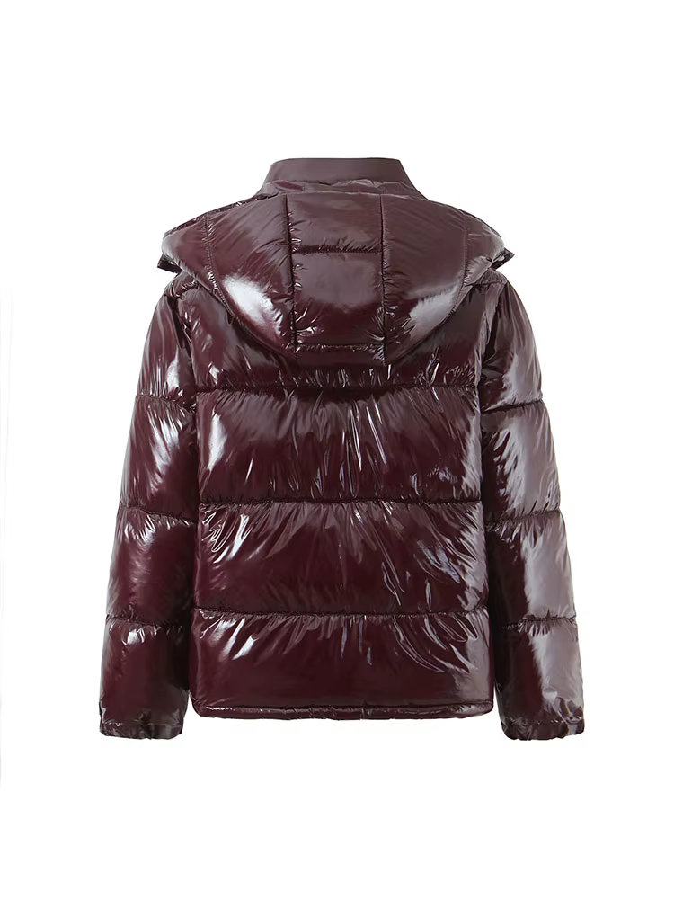 Nlzgmsj – veste à Surface brillante pour femme, nouvelle mode, col montant, manches longues, fermetu