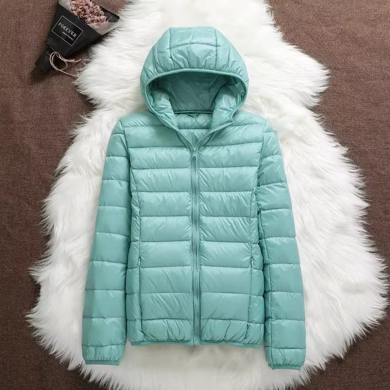 Veste bouffante légère à capuche pour femme, manteaux courts chauds en duvet de canard blanc, grande