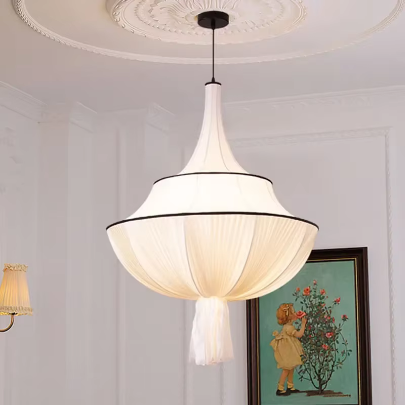 Lampe suspendue en tissu français pour plafond, Vintage, luminaire décoratif d'intérieur, idéal pour