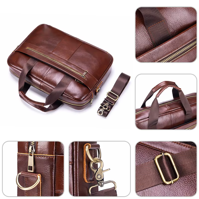 Sac pour ordinateur portable en cuir véritable pour homme, sacoche vintage d'affaires, sac à bandoul