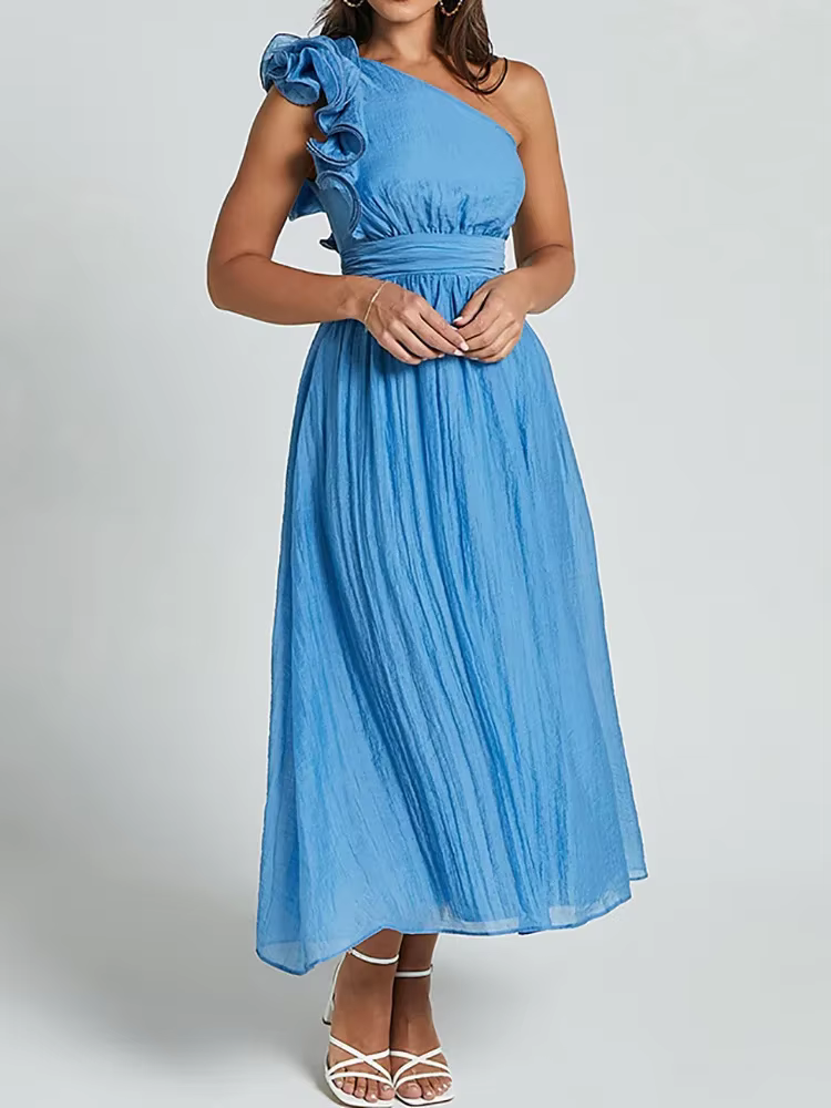 FibrLoungewear-Robe de soirée patchwork pour femme, robe maxi évidée à bandage solide, robe élégante
