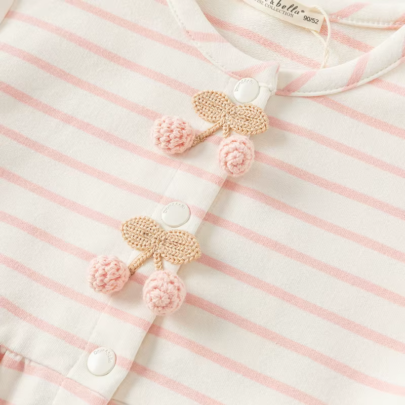 MACGirls-Veste en coton rayée pour bébé, cardigan doux et mignon pour enfants, haut de fête pour enf