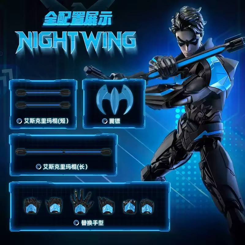 Blokees Nightwing Modèle à assembler Figurine d'action Série Héros Classe Champion Figurine Anime Ni