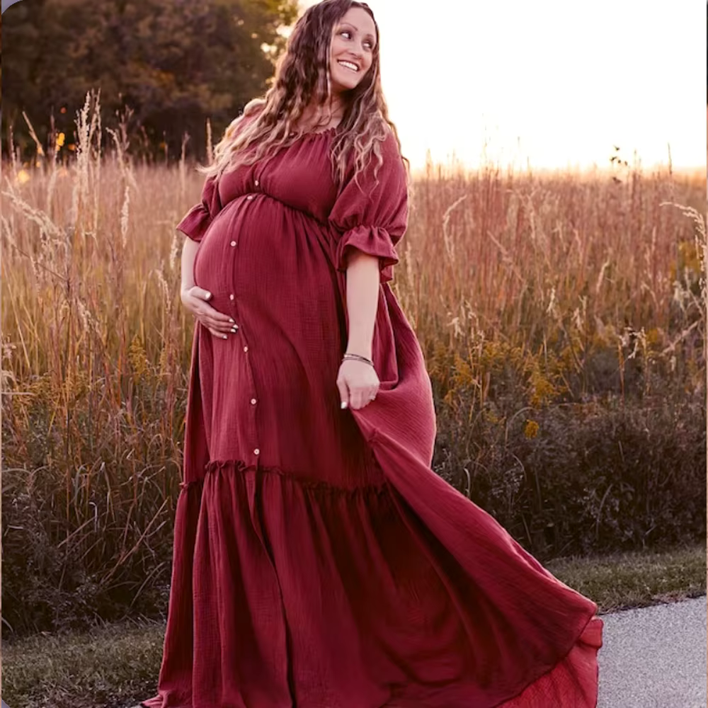 Robes de style bohème pour femmes enceintes, vêtements doux pour la peau, lin et coton, séance photo