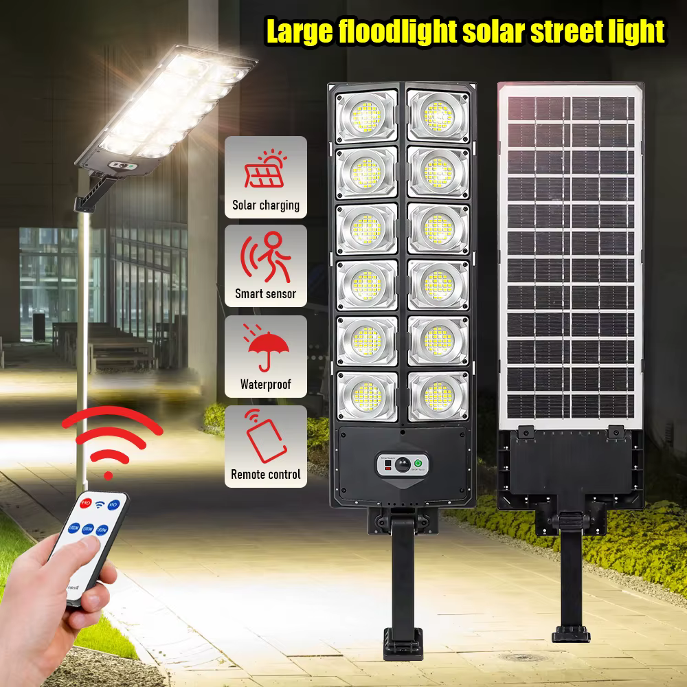 Lampadaires solaires extérieurs, lampe LED étanche, détecteur de mouvement de sécurité, 360 LED, 3 m