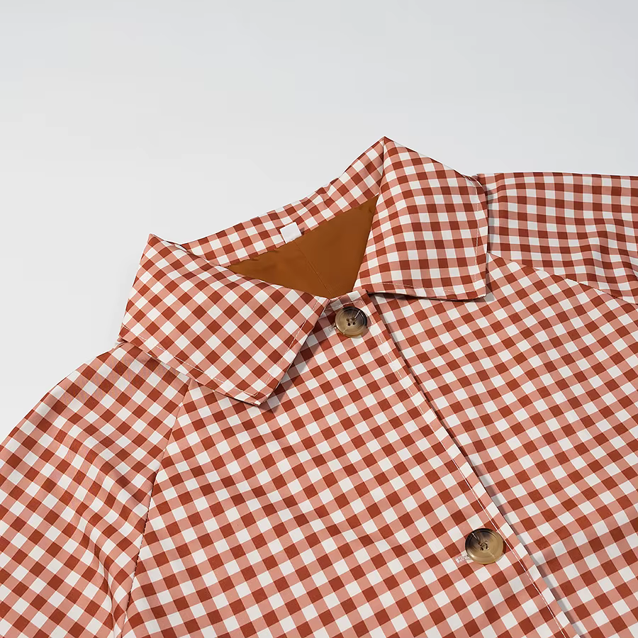 Femmes décontracté Plaid longue Trench manteau femme rouge Plaid simple boutonnage manches longues c
