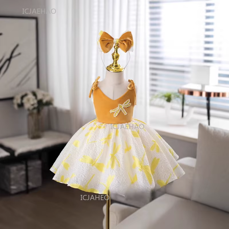 Robe de soirée pour filles, style princesse, blanche, pour anniversaire, récital de piano, événement