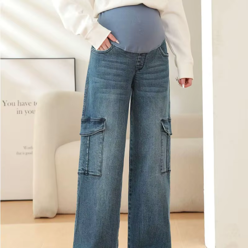 2025 maternité vintage lavé denim jean pour femmes enceintes vêtements taille élastique ventre panta