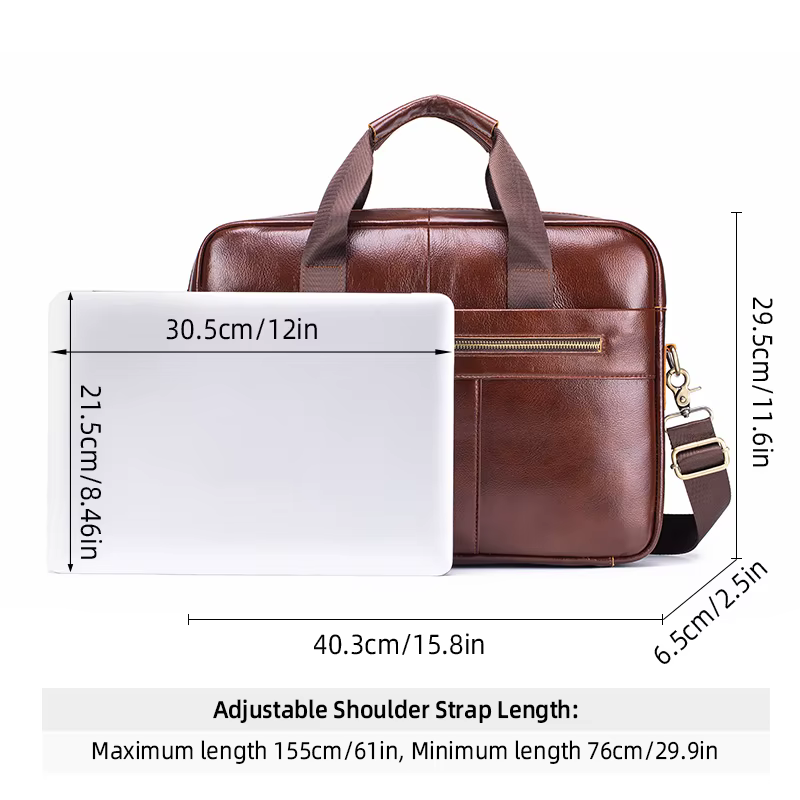 Sac pour ordinateur portable en cuir véritable pour homme, sacoche vintage d'affaires, sac à bandoul
