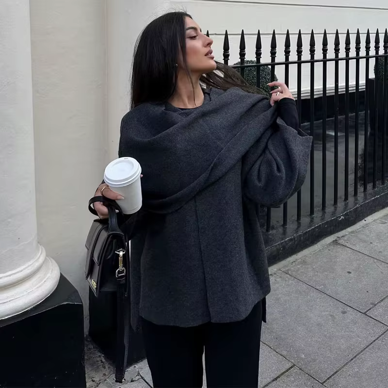 MUJER peluche manteaux d'hiver pour femmes écharpe asymétrique Demi-saison veste pour femmes Parkas 