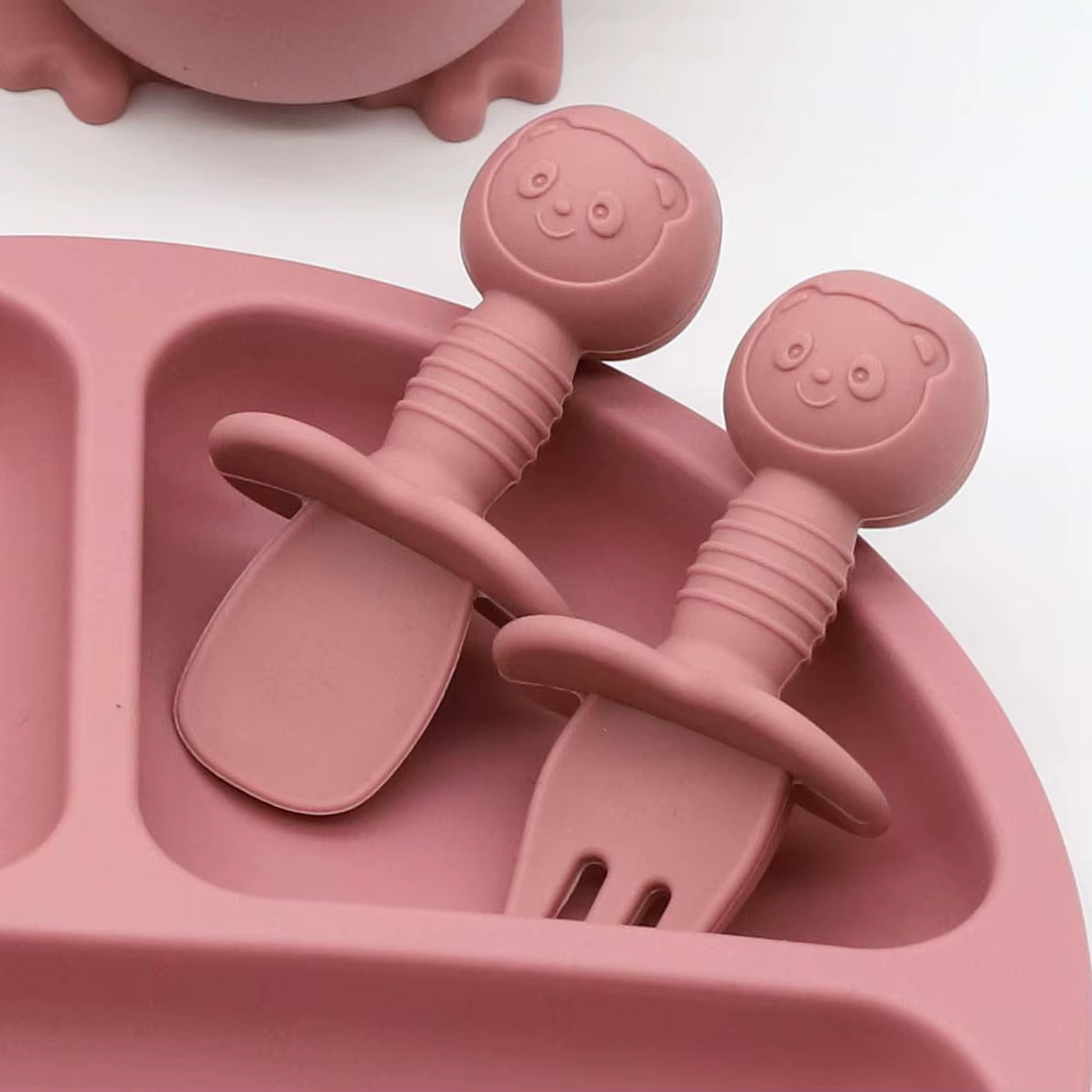 Ensemble de vaisselle en silicone de qualité alimentaire, 8 pièces, bavoir, bol, assiette à manger, 