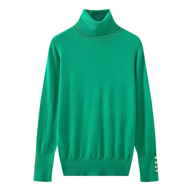 YENKYE automne femmes à manches longues basique col roulé tricot pull pull décontracté tricots