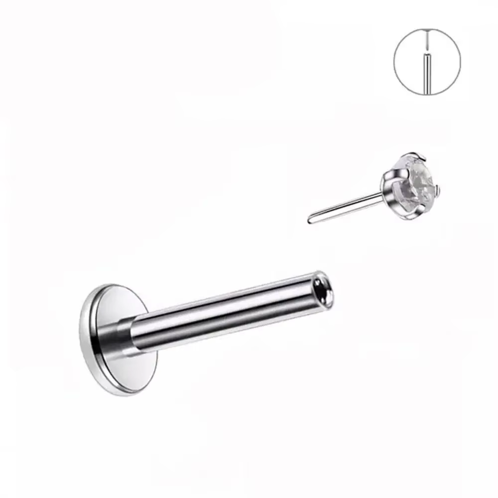 10 pièces clous d'oreille sans fil G23 titane nez PIERC punaise Labret lèvres anneaux boucles d'orei