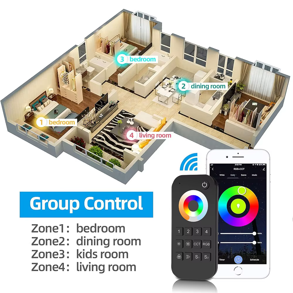 MJJC-Contrôleur de bande LED Smart Life, 5 en 1, RGBCCT, fonctionne avec Alice, Alexa, Echo, Google 
