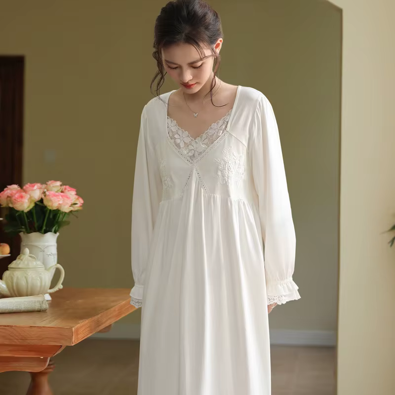 Chemise de nuit victorienne Vintage pour femmes, dentelle brodée, Style palais, robe de nuit princes