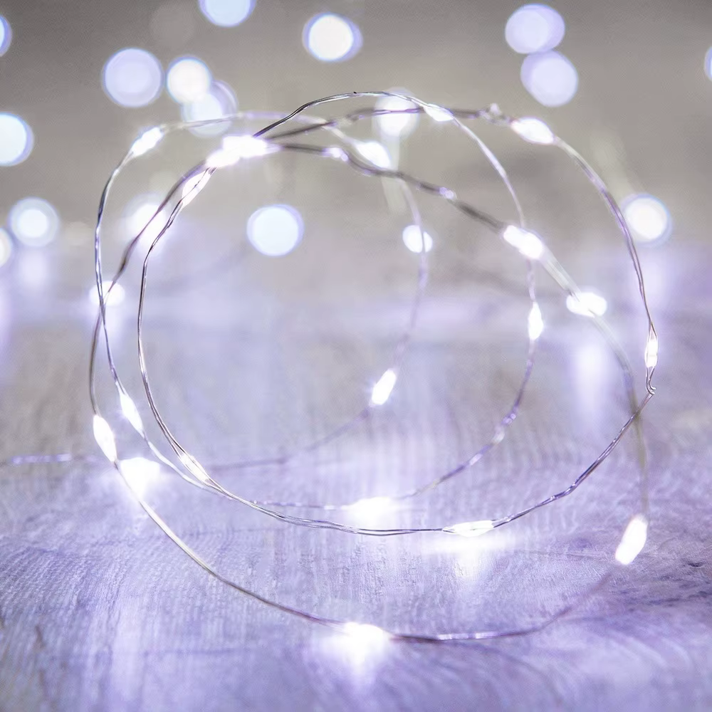 Guirlande lumineuse LED USB de 30 mètres, fil de cuivre et d'argent, guirlande lumineuse féerique ét