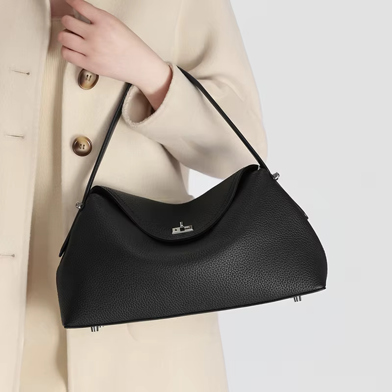 Sac de shopping décontracté de grande capacité en cuir de vache de haute qualité pour femmes, sac à 