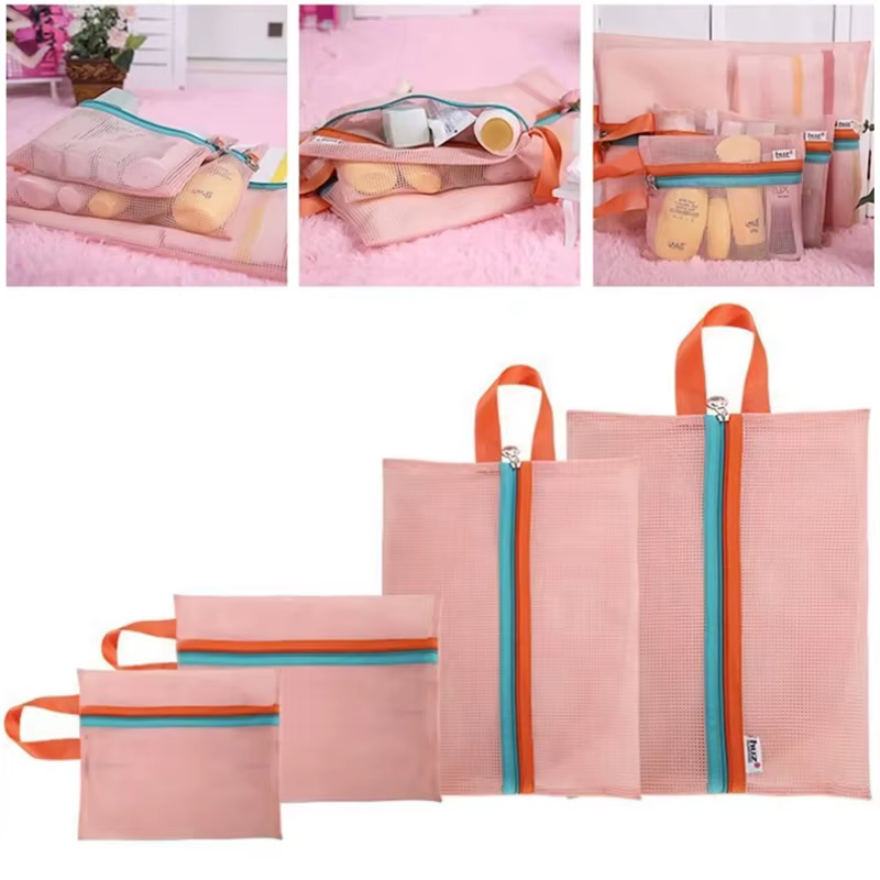 4 pièces/ensemble sac de rangement de voyage Portable sac en maille de voyage étui vêtements de toil