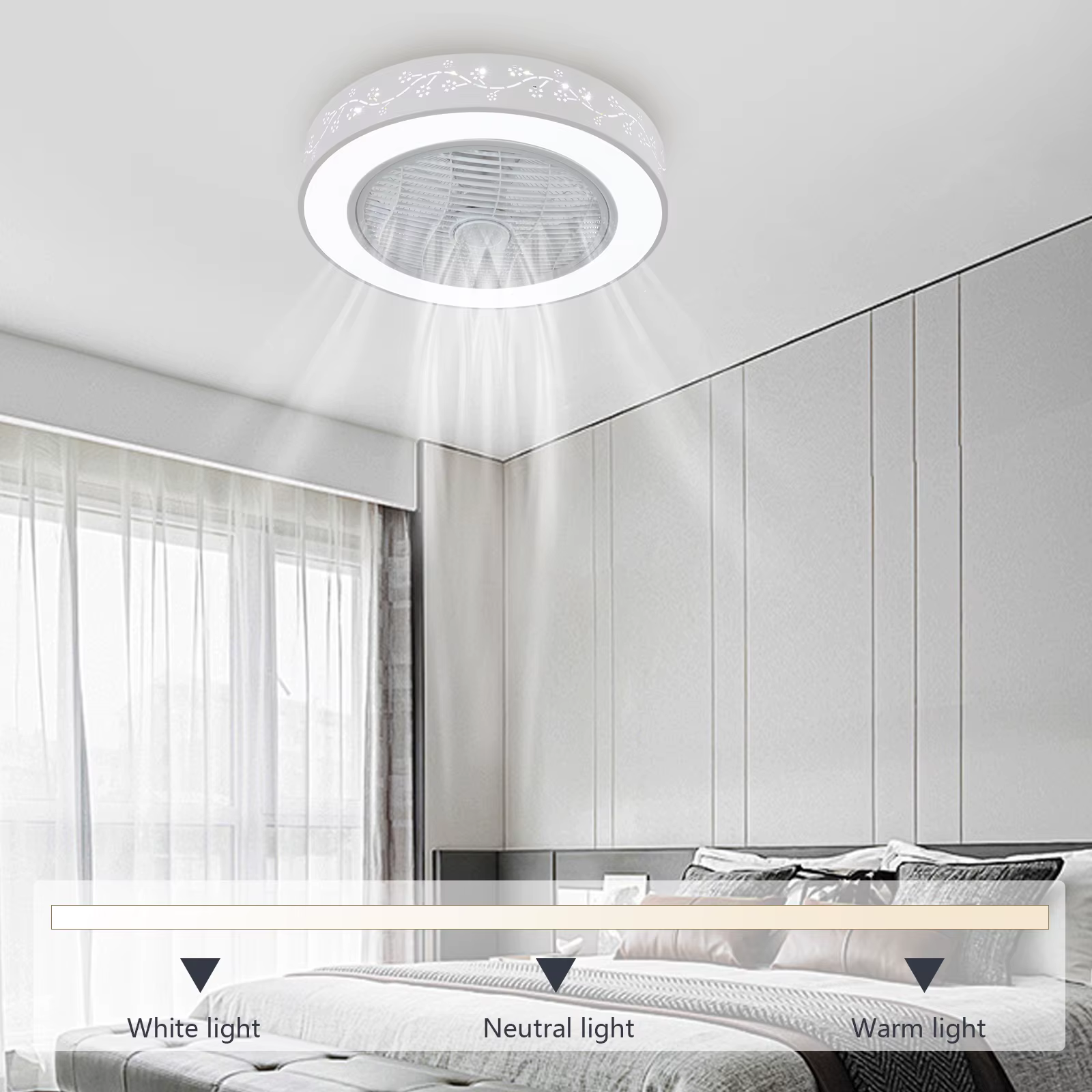 LOYALHEARTD-Plafonnier à Intensité Réglable avec Ventilateur, Luminaire Décoratif de Plafond avec Té