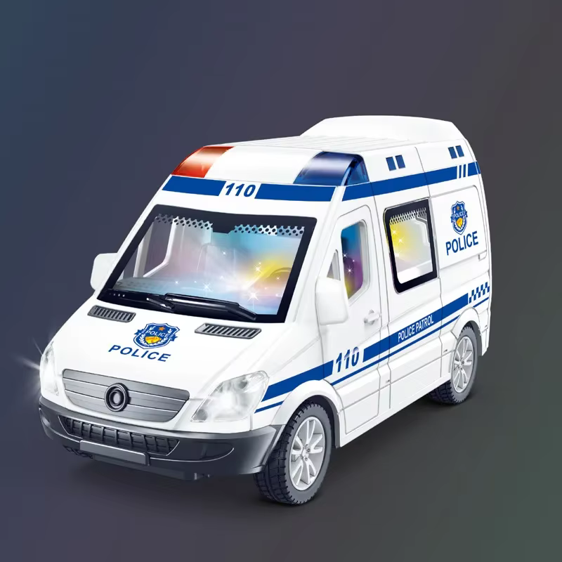 1:32 Mini voiture Diecast Ambulance camion de pompier modèle de voiture de police son et lumière véh