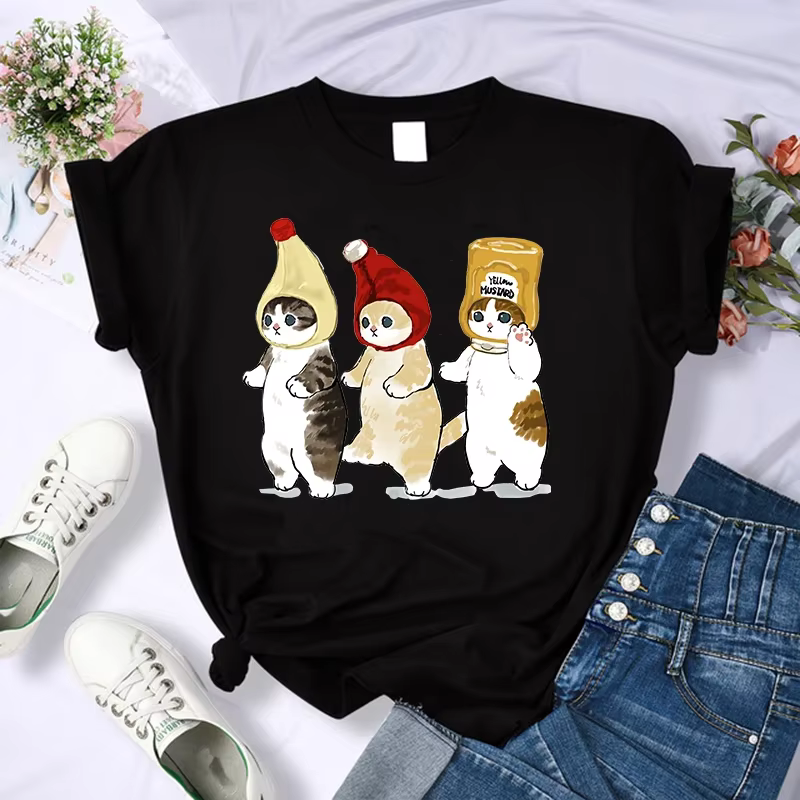 Y2k 90s chat mignon chemise femmes drôle dessin animé T-shirt Harajuku graphique Ulzzang T-shirt est