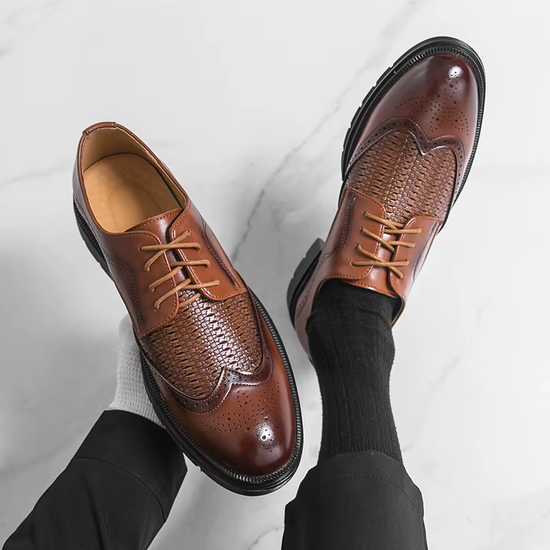 Chaussures habillées classiques en cuir pour hommes, chaussures d'affaires décontractées, brogues de