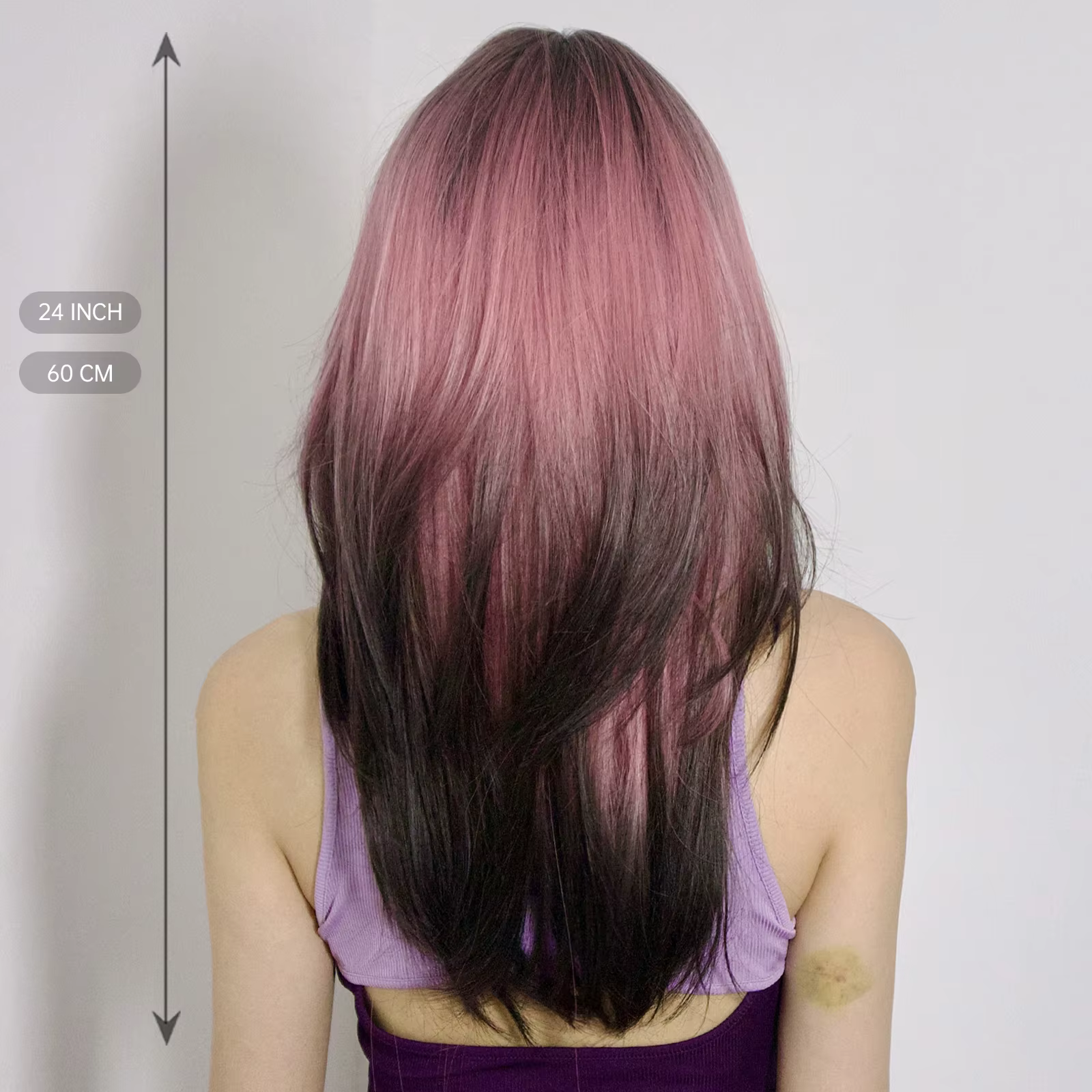 Perruques Synthétiques sulfDroites avec Frange pour Femme, Noir Rose Ombre, Perruques Afro Colorées