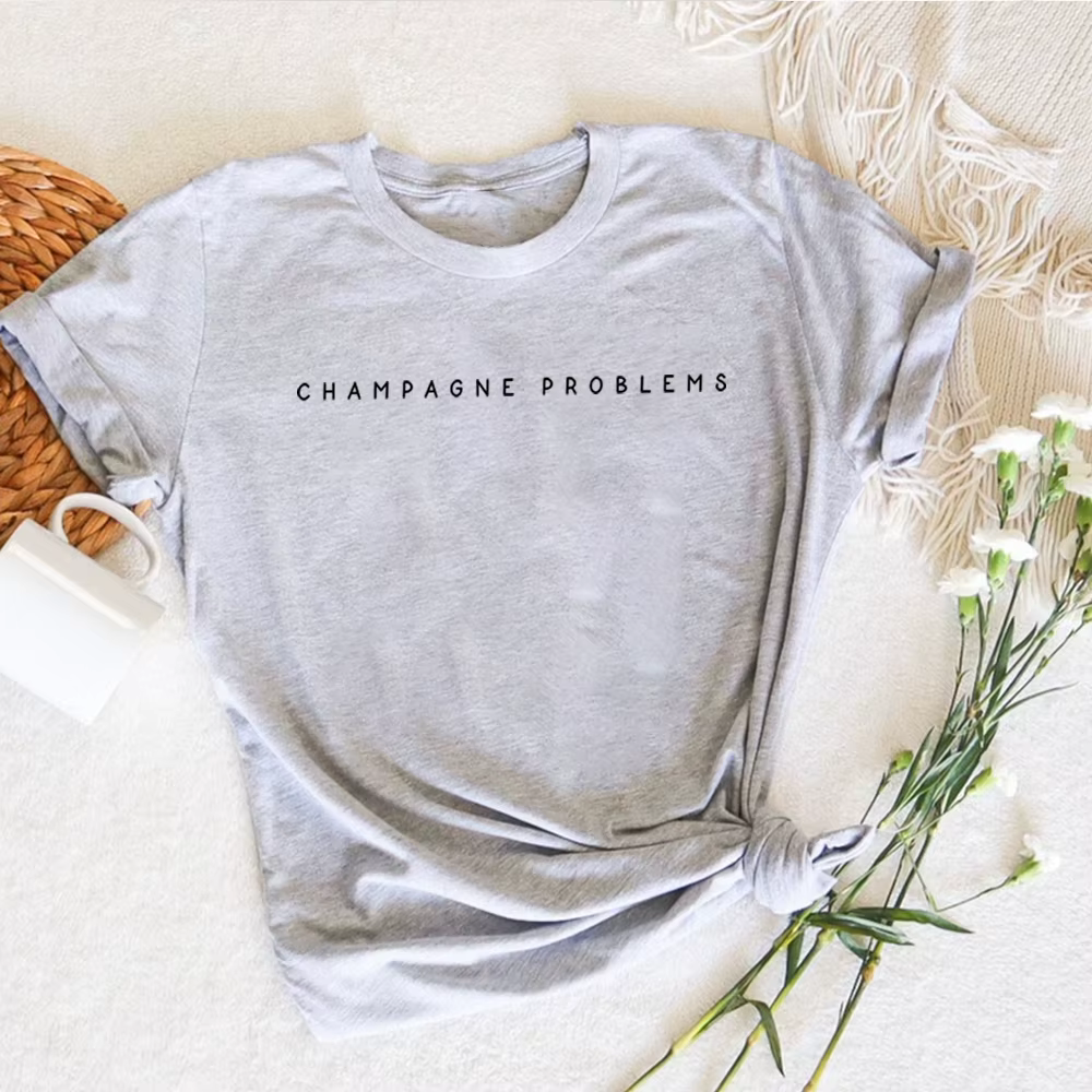 T-Shirt Manches Courtes pour Femme, Vêtement Vintage, Graphique, Musique, Champagne Ferrand, Harajuk