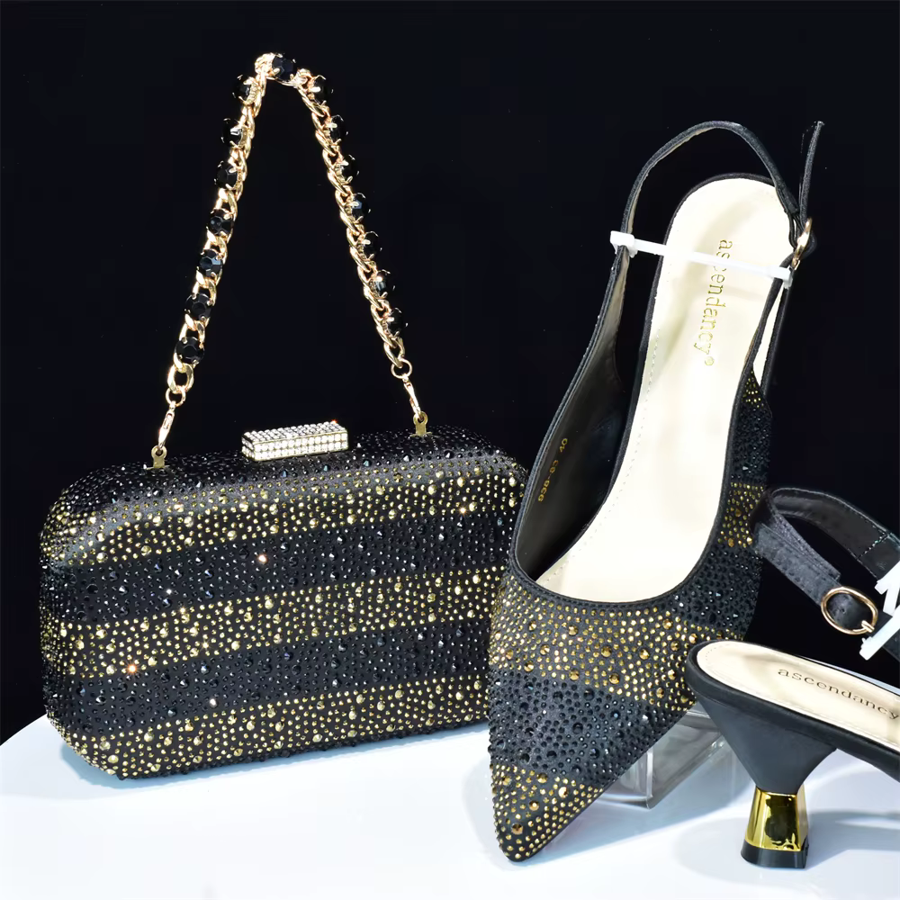 Doershow-Ensembles de chaussures et de sacs italiens, sacs à main en argent de charbon, sacs assorti