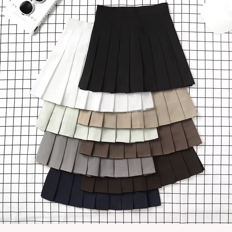 Jupe marron pour femmes, vêtements d'été, taille haute, Harajuku, Style coréen, Mini jupe plissée no