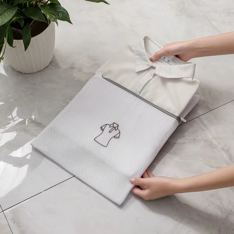 Sac à linge pliable en Polyester, broderie mignonne, maille Fine, sacs de lavage pour Machines à lav