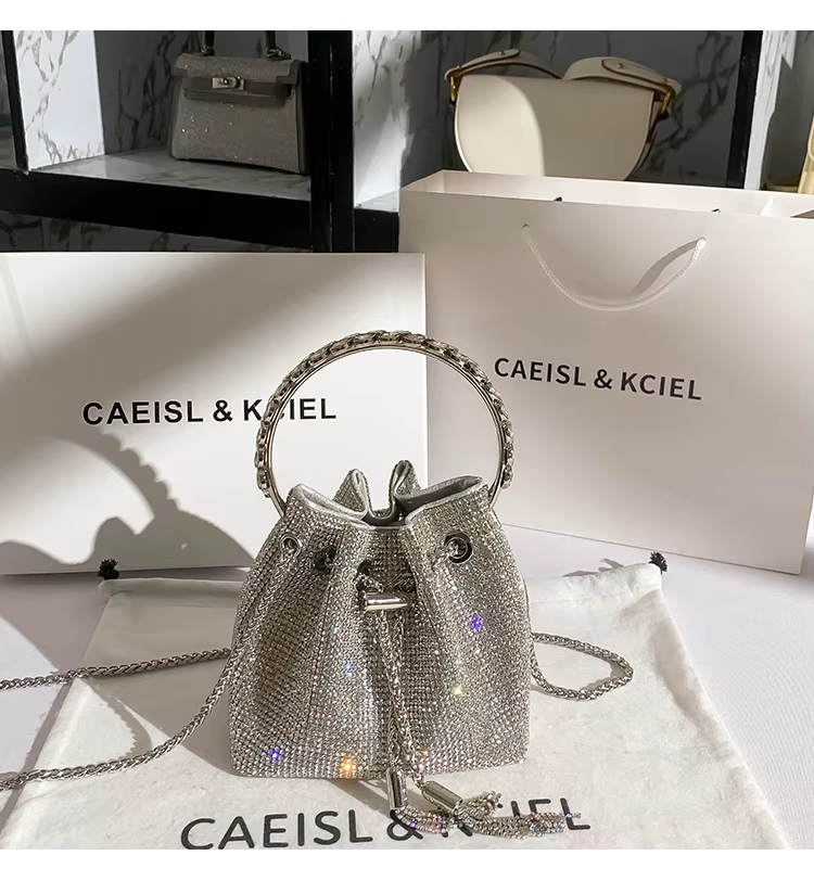 Sac à Main de Luxe avec Strass et Diamants pour Femme, Pochette de Soirée, à Paillettes Brillantes,