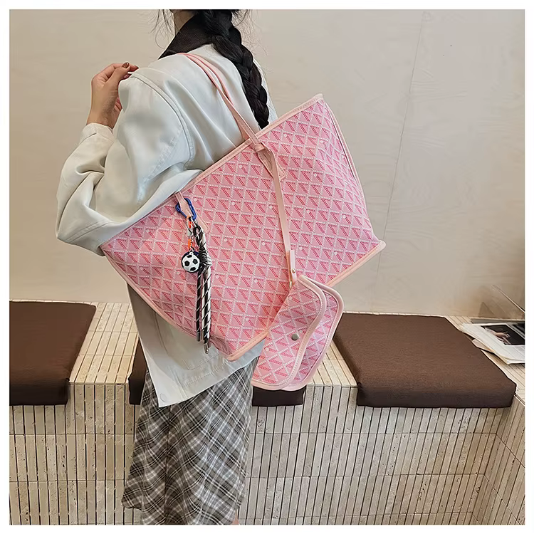 Sac fourre-tout imprimé grande capacité pour femme, sac à bandoulière vintage à lettres, nouveau sac