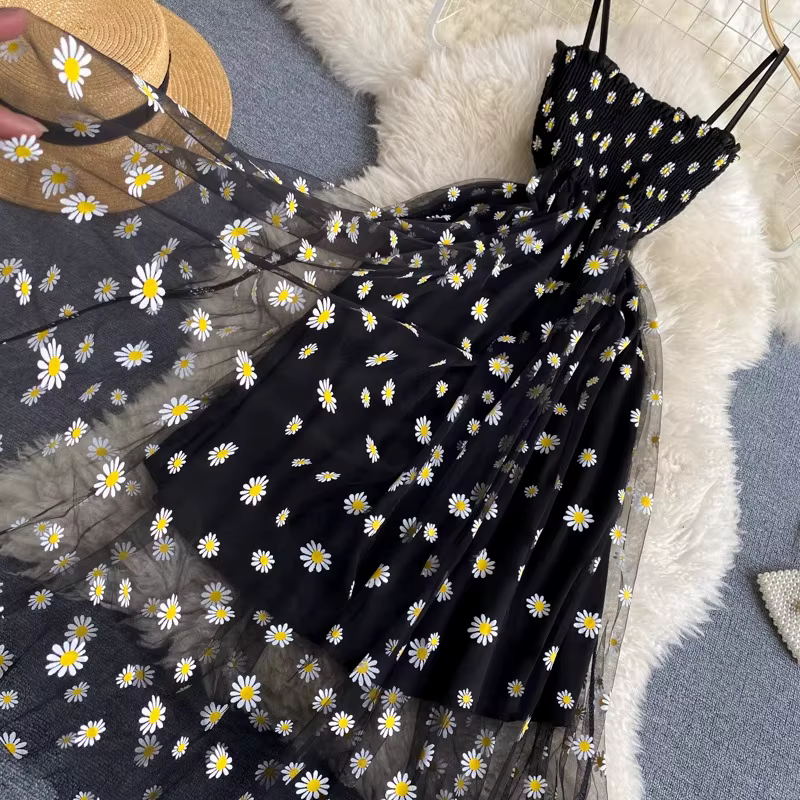YuooMuoo – robe de soirée en maille pour femmes, nouvelle mode coréenne, imprimé Floral, bretelles S