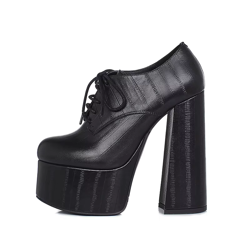 Arden Furtado printemps mouton daim bout rond talon carré plate-forme pompes Super haut talon Sexy à