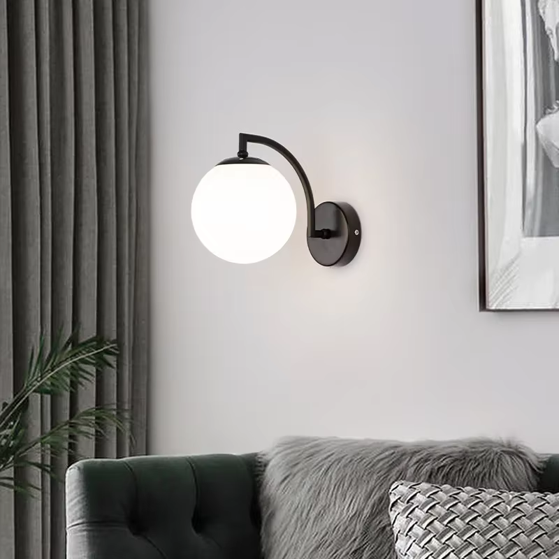 Lampes murales LED modernes boule de verre applique murale nordique minimaliste salon chambre chevet