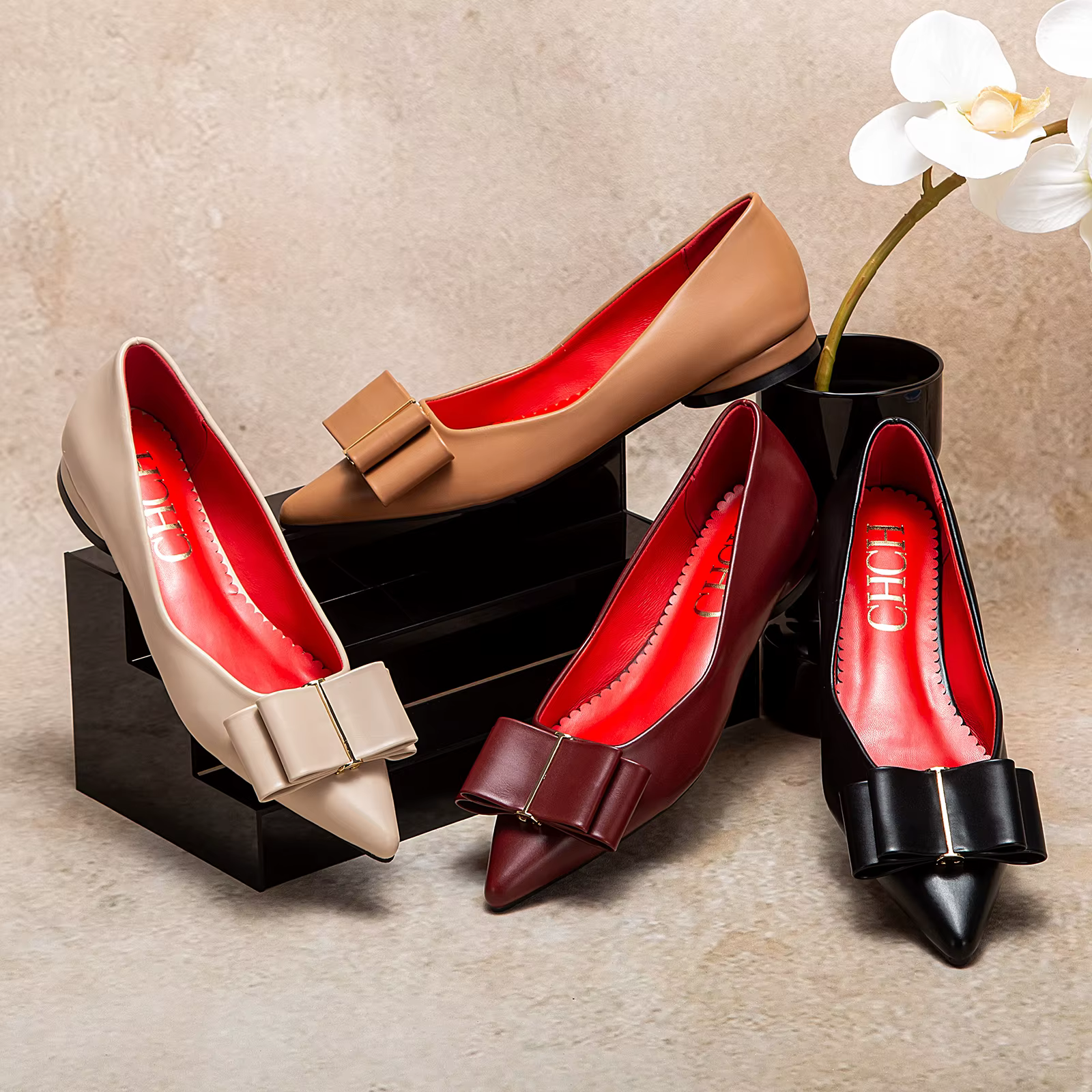 CHCH chaussures plates pour femmes nouvelles chaussures d'affaires à nœud pointu noir chaussures pou