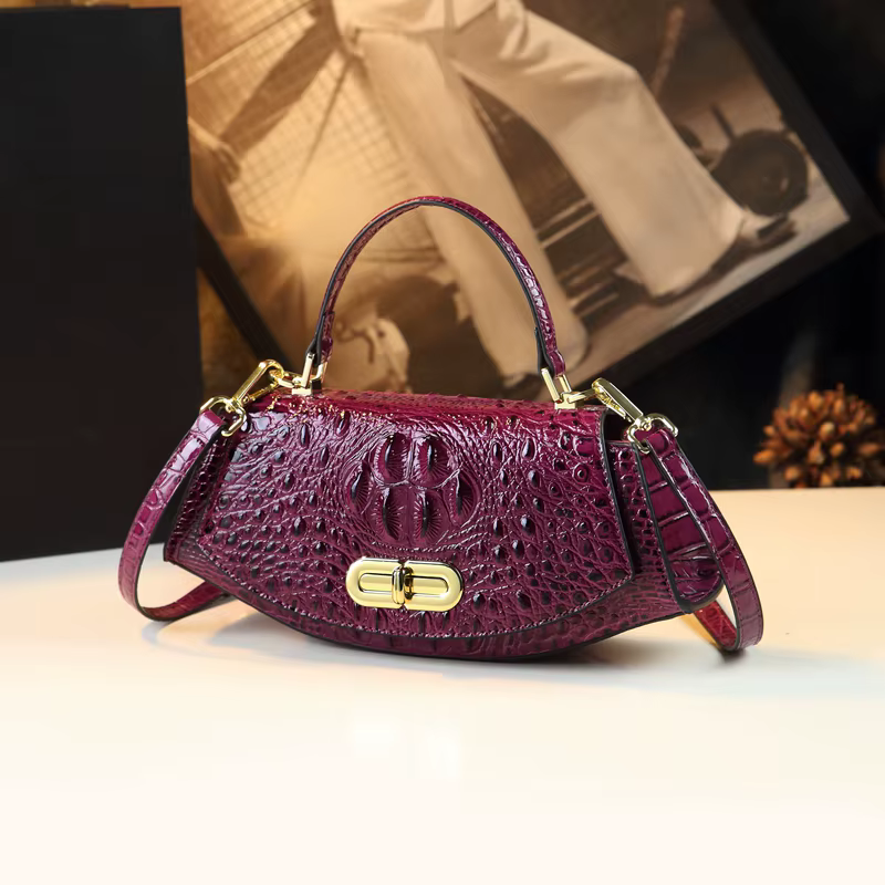 Sac à main en cuir véritable motif crocodile pour femme, petit sac de dégager initié, sacs à bandoul