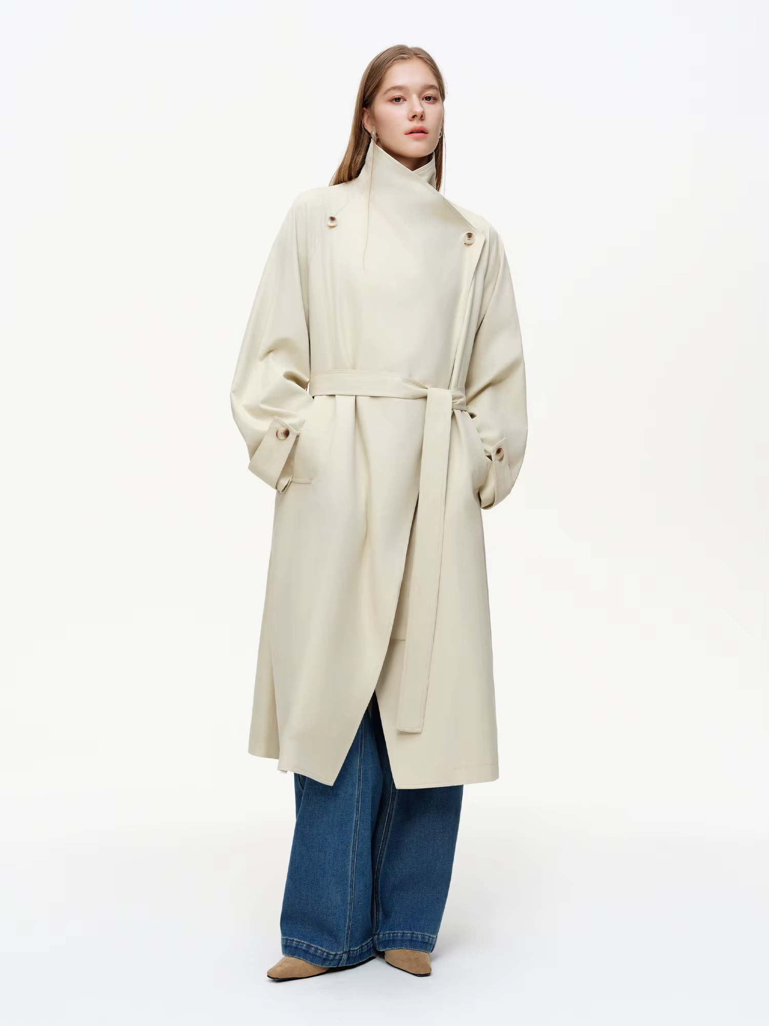 DUSHU – Trench-Coat de Style britannique pour femmes, coupe cintrée, mi-long, vêtements d'extérieur,