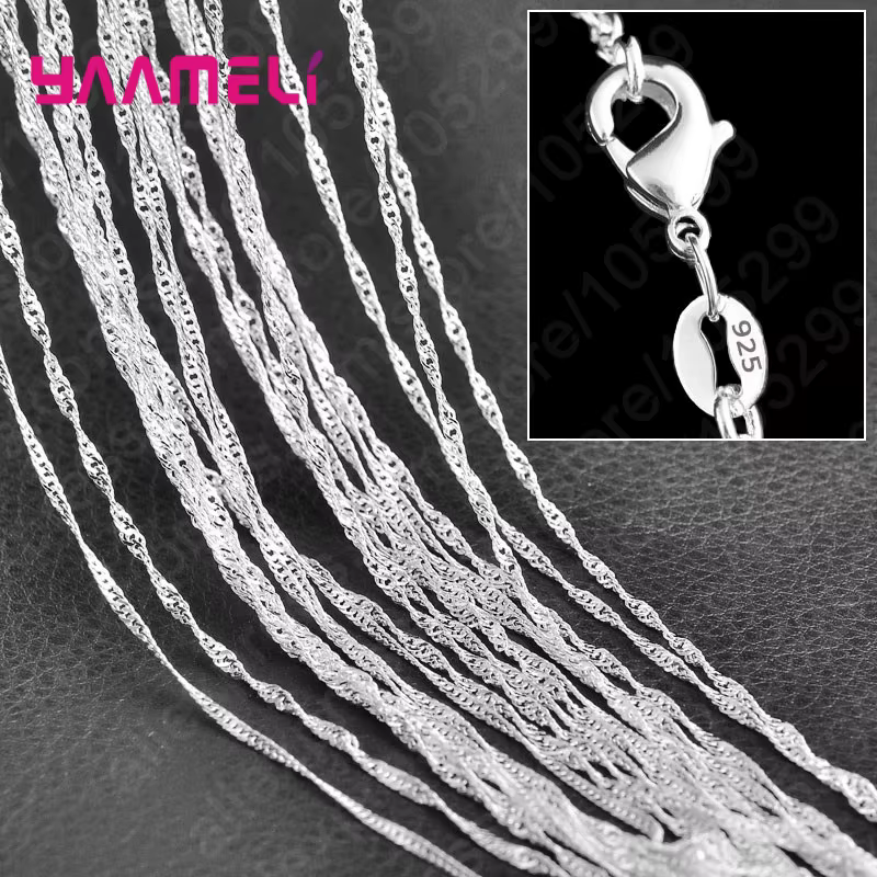 Chaîne à maillons en argent Sterling 925 pur, bijoux de collier avec fermoirs à homard lisses et sol