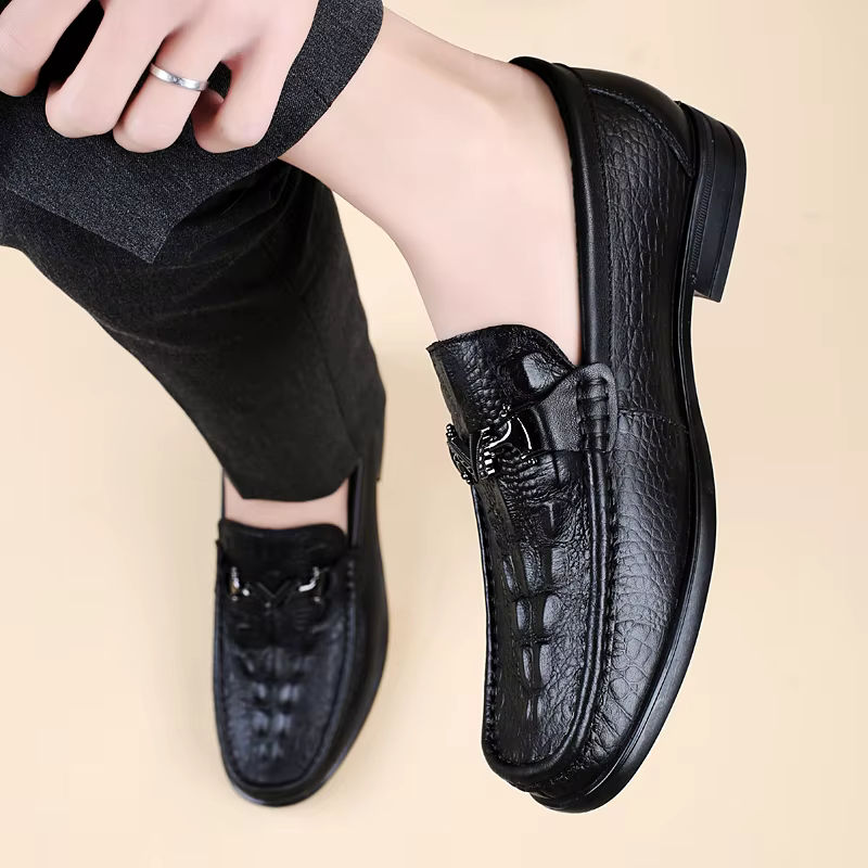 Mocassins d'été en cuir véritable pour hommes, chaussures décontractées pour adultes, chaussures de 