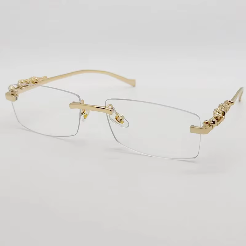 Monture de lunettes sans monture pour femmes et hommes, mode guépard, décoration Business Cool, mont