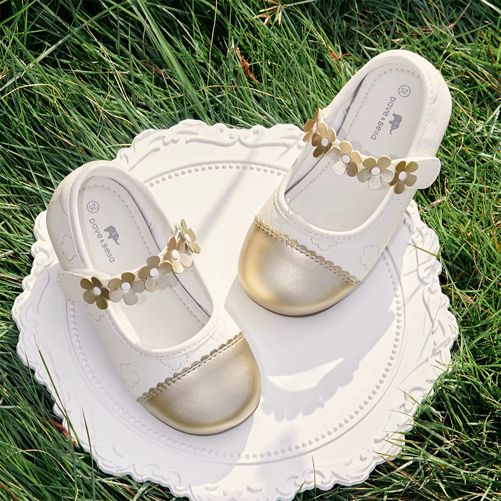 Dave Bella enfants chaussures en cuir automne printemps filles rétro princesse chaussures anti-dérap